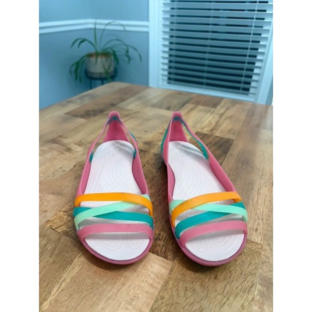 Crocs Isabella Huarache 2 Size 7 Shoes Strappy Sandals Rainbow Multi Color